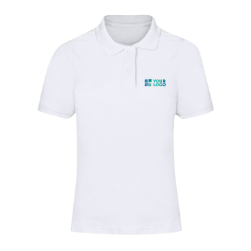 Witte damespolo met korte mouwen van piquékatoen 180 g/m²