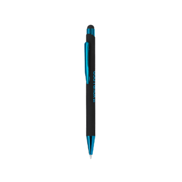 Gerecyclede aluminium pen met stylus, blauwe inkt