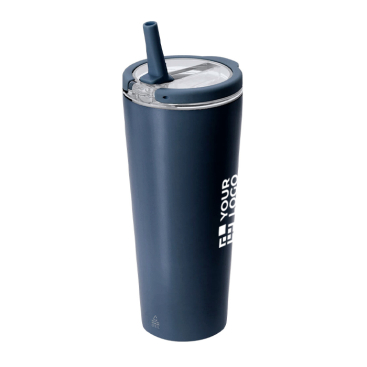 Thermobeker van gerecycled roestvrij staal met rietje 700 ml