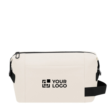 Toilettas van kunstleer met rits en zijhandgreep