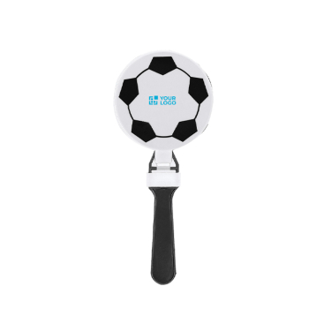 Plastic klapper met voetbaldesign met logo