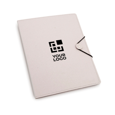 Map van gerecycled karton met gelinieerd notitieblok aan de binnenkant