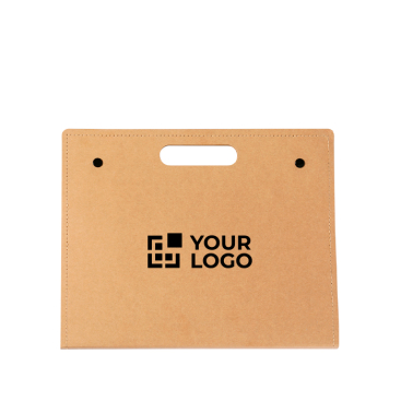 Map van gerecycled karton met kantoormateriaal aan de binnenkant