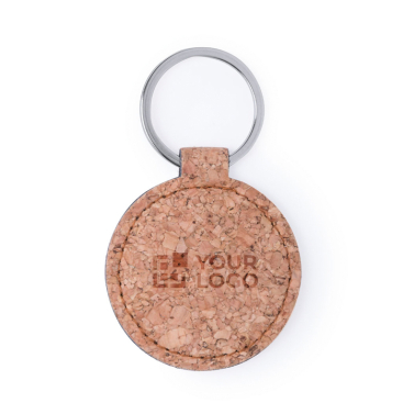 Ronde sleutelhanger van kurk met lasergravure - Eco Round