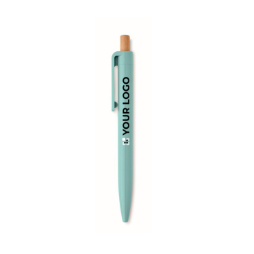 Monochrome balpen met bamboedrukknop, blauwe inkt