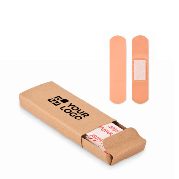 Set van 15 plakstrips in een doosje met logo van gerecycled papier
