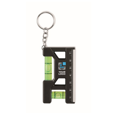 Sleutelhanger met waterpas, liniaal van 7 cm en magnetische basis