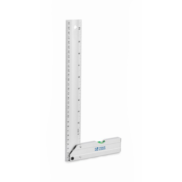 Aluminium driehoek met waterpas en liniaal van 30 cm