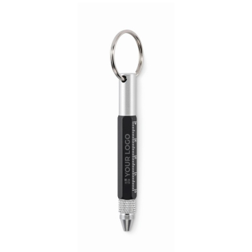 Multifunctionele sleutelhanger met zwarte inktbalpen en gereedschap