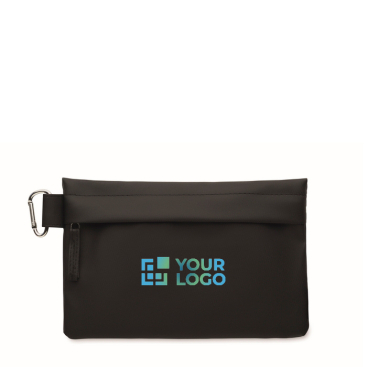 Polyester PU toilettas organizer met karabijnhaak aan de zijkant