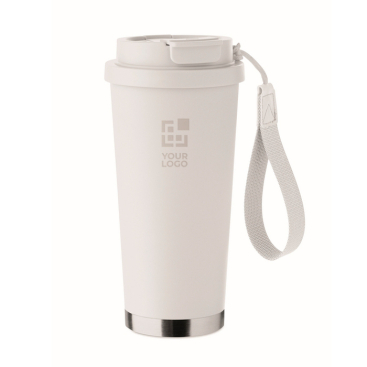 Gerecycled RVS glas met deksel en rietje 2-in-1 500ml