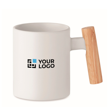 Keramische mok met originele rechte houten handgreep 320 ml