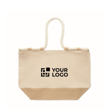 Strandtas van katoen met jute en rits 280 g/m²