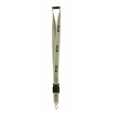 Reflecterende RPET-lanyard met veiligheidsluiting en breedte van 2,5 cm
