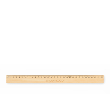 30 cm liniaal van grenenhout met dubbele schaal