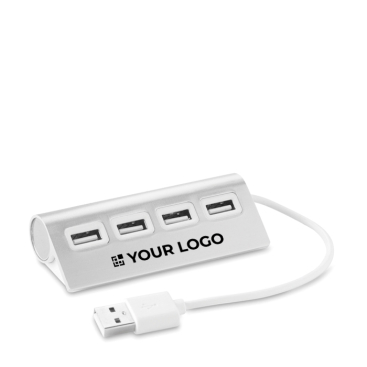Promotionele USB-hub met 4 poorten kleur zwart