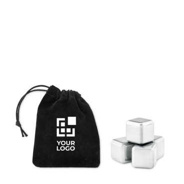 Set met metalen ijsblokjes voor reclame weergave met jouw bedrukking