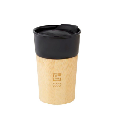 Porseleinen to go koffiemok met logo kleur zwart
