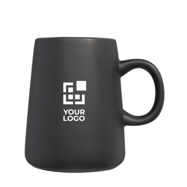 Wijde keramische mok weergave met jouw bedrukking zwart