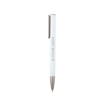 Balpen van gerecycled aluminium met plastic clip, zwarte inkt