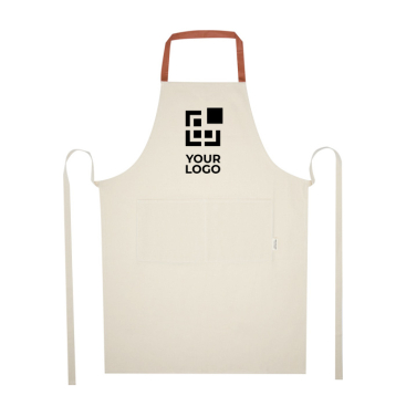 Gerecycled katoenen schort met gekleurde nekband 200 g/m2