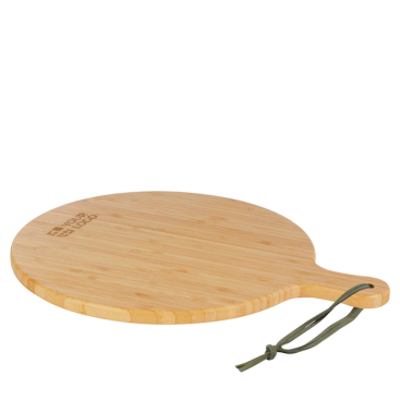 Bamboe snijplank met gekleurd touwtje aan het handvat
