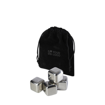 Set van 4 herbruikbare ijsblokjes van roestvrij staal