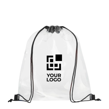 Stijlvolle bedrukte rugzak met trekkoord kleur koningsblauw tweede weergave voorkant