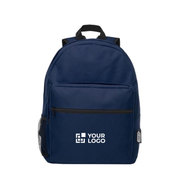 Eco 15.6'' laptop rugzak met jouw logpo in donkerblauw