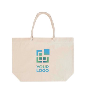 Strandtas van gerecycled katoen met touwhengsels 270 g/m²