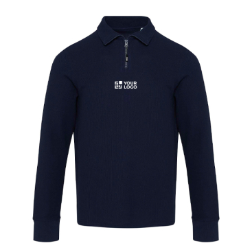 Unisex katoenen polo met lange mouwen en halve rits 245 g/m²