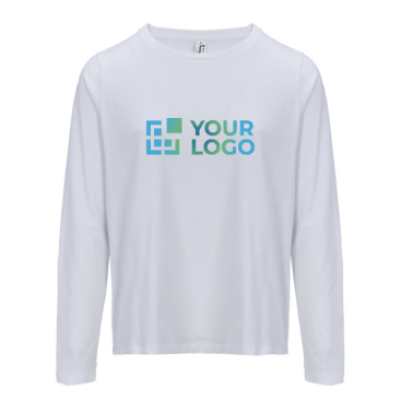 T-shirt met lange mouwen van halfgekamd katoen met ronde hals 