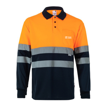 Tweekleurige werkpolo met lange mouwen, 160 g/m² Velilla 