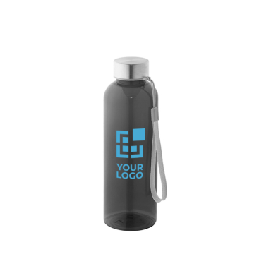 RPET-fles met doorschijnende afwerking en stalen dop 600 ml