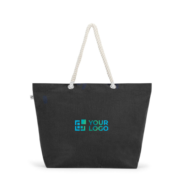 Strandtas van gerecycled katoen met lange hengsels 220 g/m2