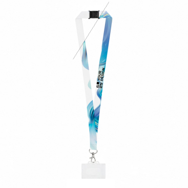 Gesublimeerde polyester lanyard met karabijnhaak, sluiting en kaart 2cm