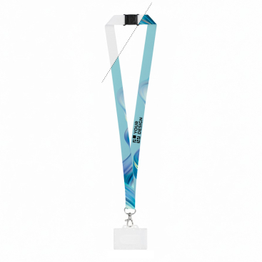Lanyard van gerecycled polyester met karabijnhaak en badgehouder 2 cm