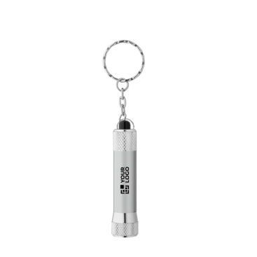 Sleutelhanger van deels gerecycled aluminium met LED-zaklamp
