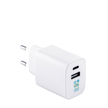 Netadapter van gerecycled plastic met twee USB-poorten
