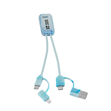 Kabel van gerecycled materiaal met vervaagd geribbeld effect 6-in-1