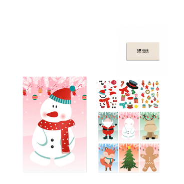 Kerstset met zes kleurplaten en inbegrepen stickervelletjes