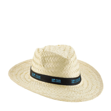 Hoed van natuurlijke stro met band van polyester