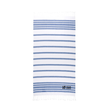 Gestreepte strandhanddoek van katoen en polyester met franjes 180 g/m²