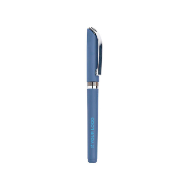 Ergonomische plastic rollerpen met rubberen afwerking, zwarte inkt met jouw bedrukking