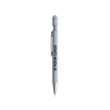 Aluminium pen met spinner en touchpunt, blauwe inkt