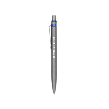 Gerecyclede aluminium balpen met kleurdetaillering, blauwe inkt met jouw bedrukking