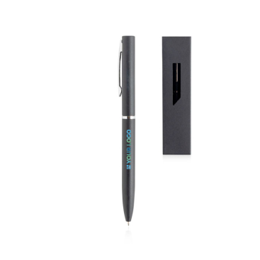 Luxe metalen balpen in matte kleuren met etui, blauwe inkt met jouw bedrukking