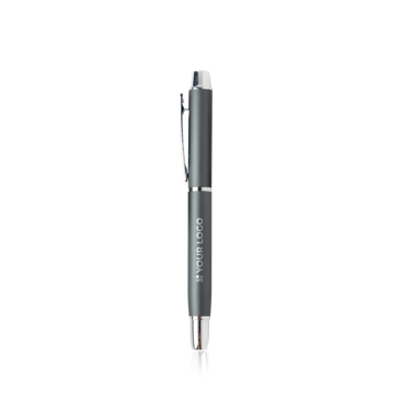 Elegante rollerpen van aluminium met zilveren details, blauwe inkt