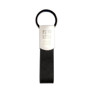 Sleutelhanger met synthetisch leren band en gemakkelijk te openen ring met jouw bedrukking