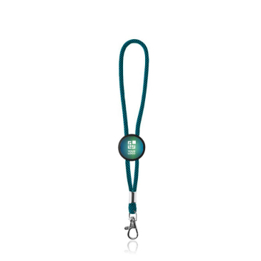 Polyester sleutelhanger met karabijnhaak en personaliseerbaar stuk met jouw bedrukking